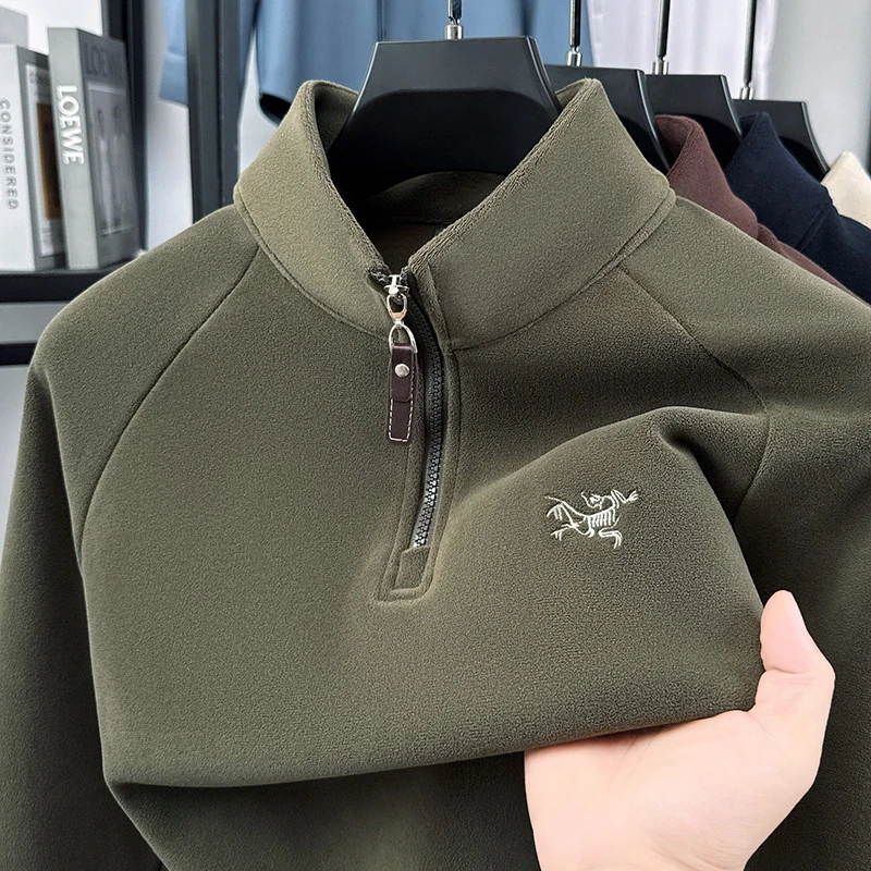 时尚高端卫衣男士春秋季2025简约立领中青年百搭上衣服长袖打底衫