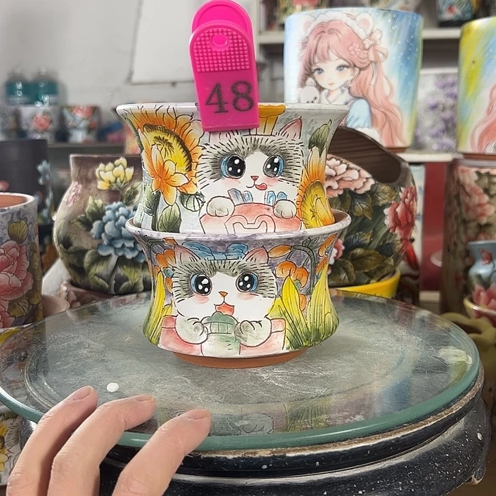 满38包邮 景德镇幸运花盆