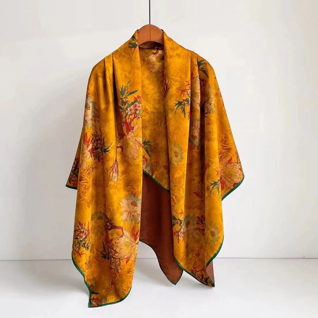 【金缕昙花】140*140大方巾老料双面高级感大方巾披肩