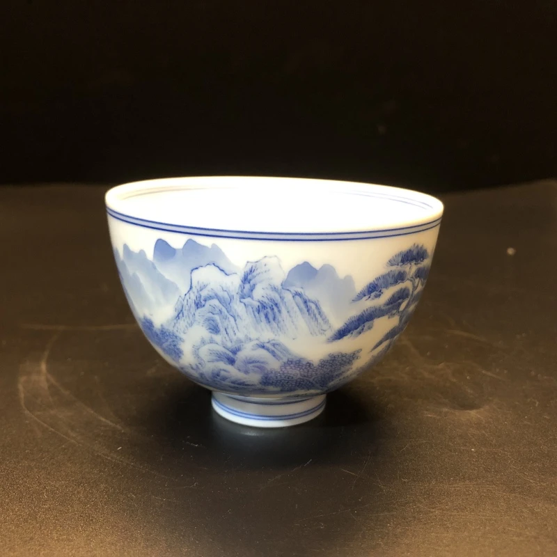 1.2/N100198/01167/青花山水鸡心杯/口径8.3/高5.9/100cc