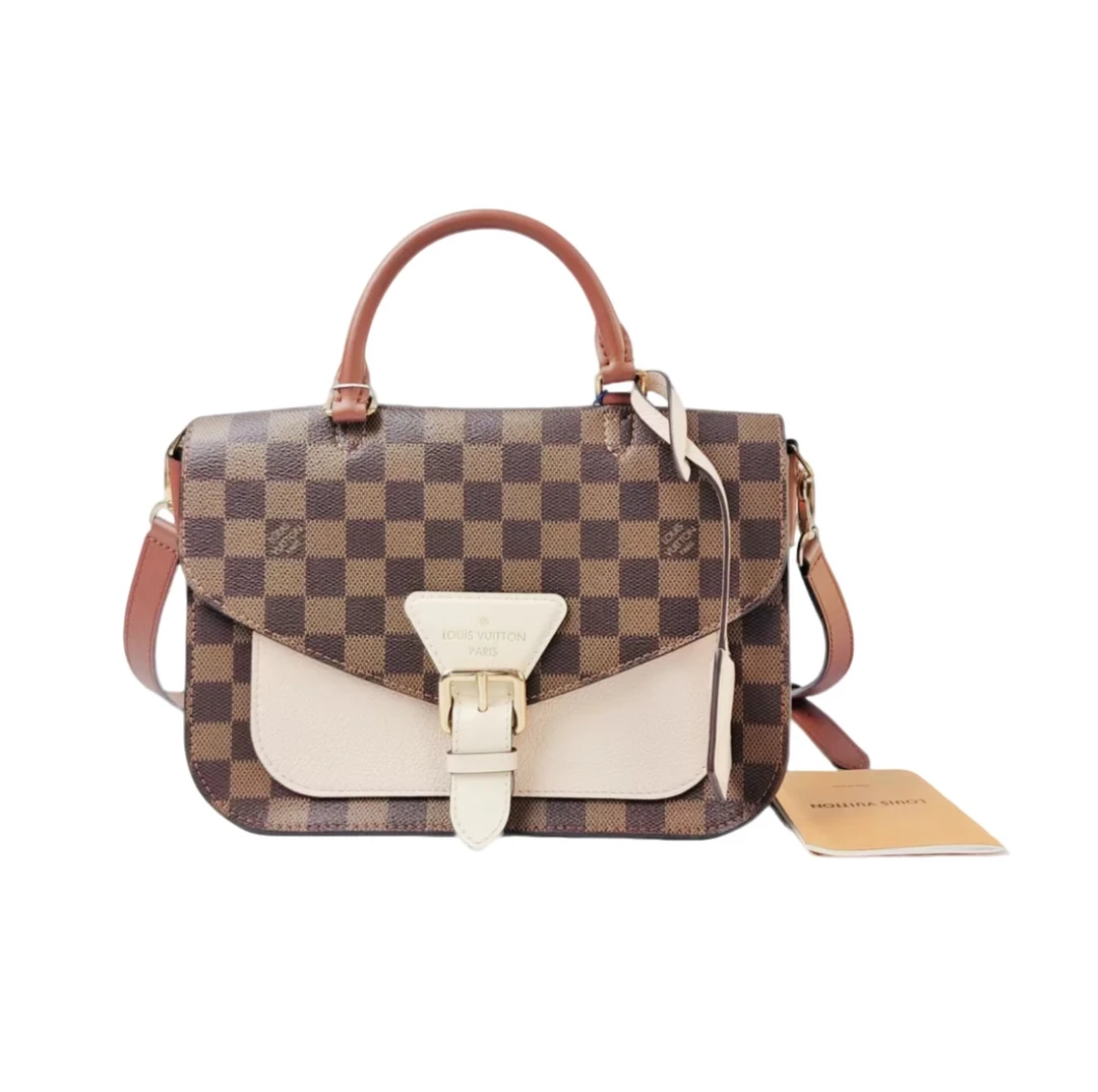 99新 LouisVuitton/路易威登 Lv白棋盘格邮差单肩斜挎包