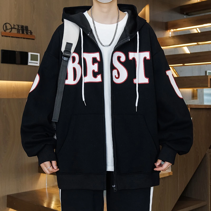 青少年学生连帽外套男春秋新款休闲运动潮流时尚百搭韩版夹克男