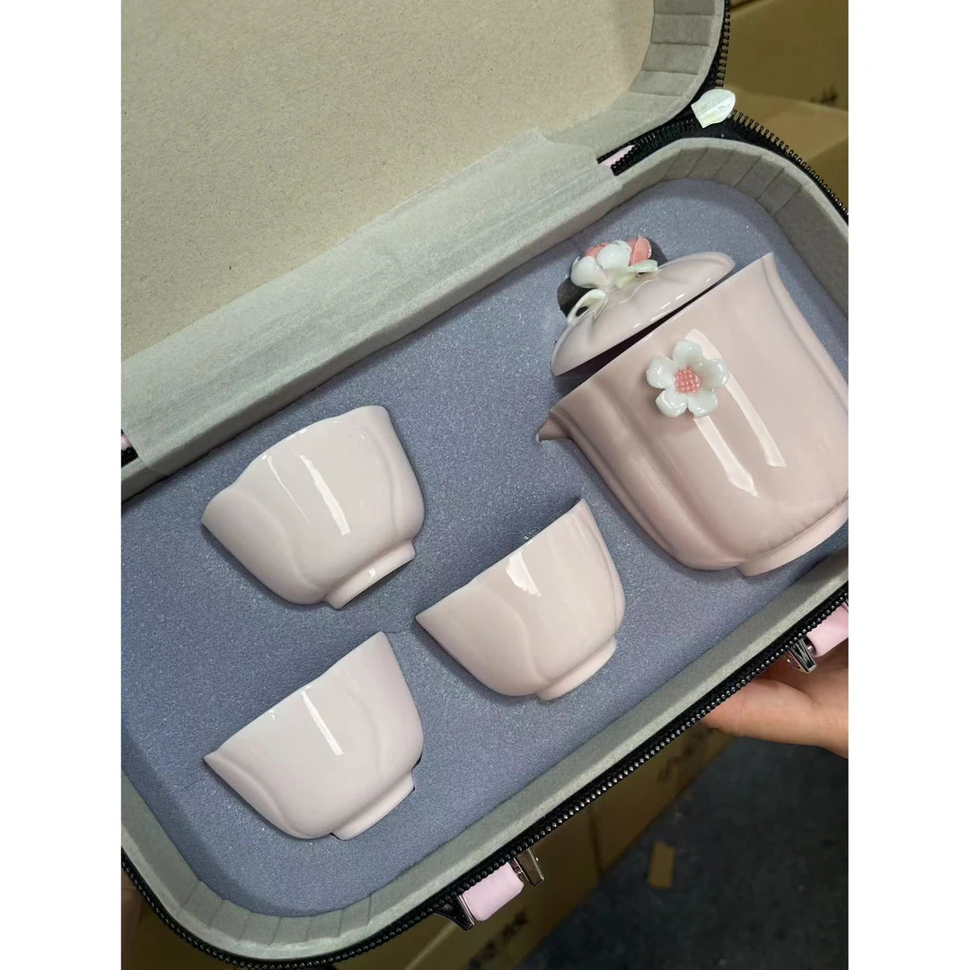 粉色手抓壶加三杯2801