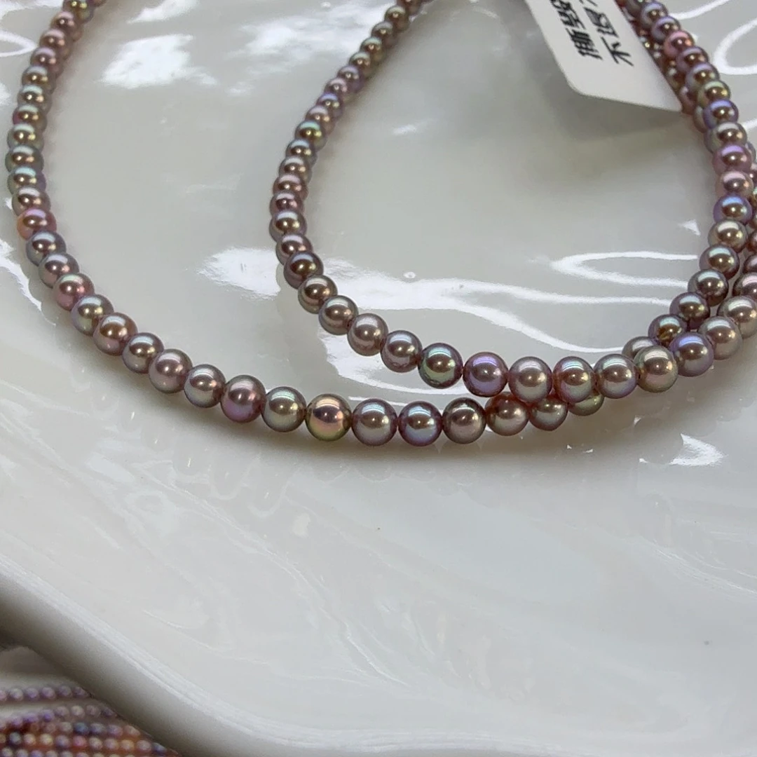 淡水珍珠颈饰未镶嵌3-4mm炫彩妖孽紫baby珠