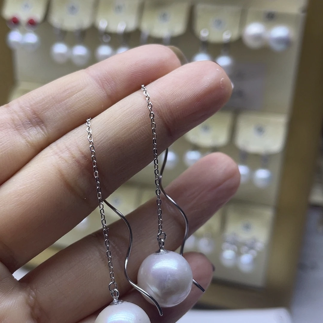 淡水珍珠耳饰银S925镶嵌