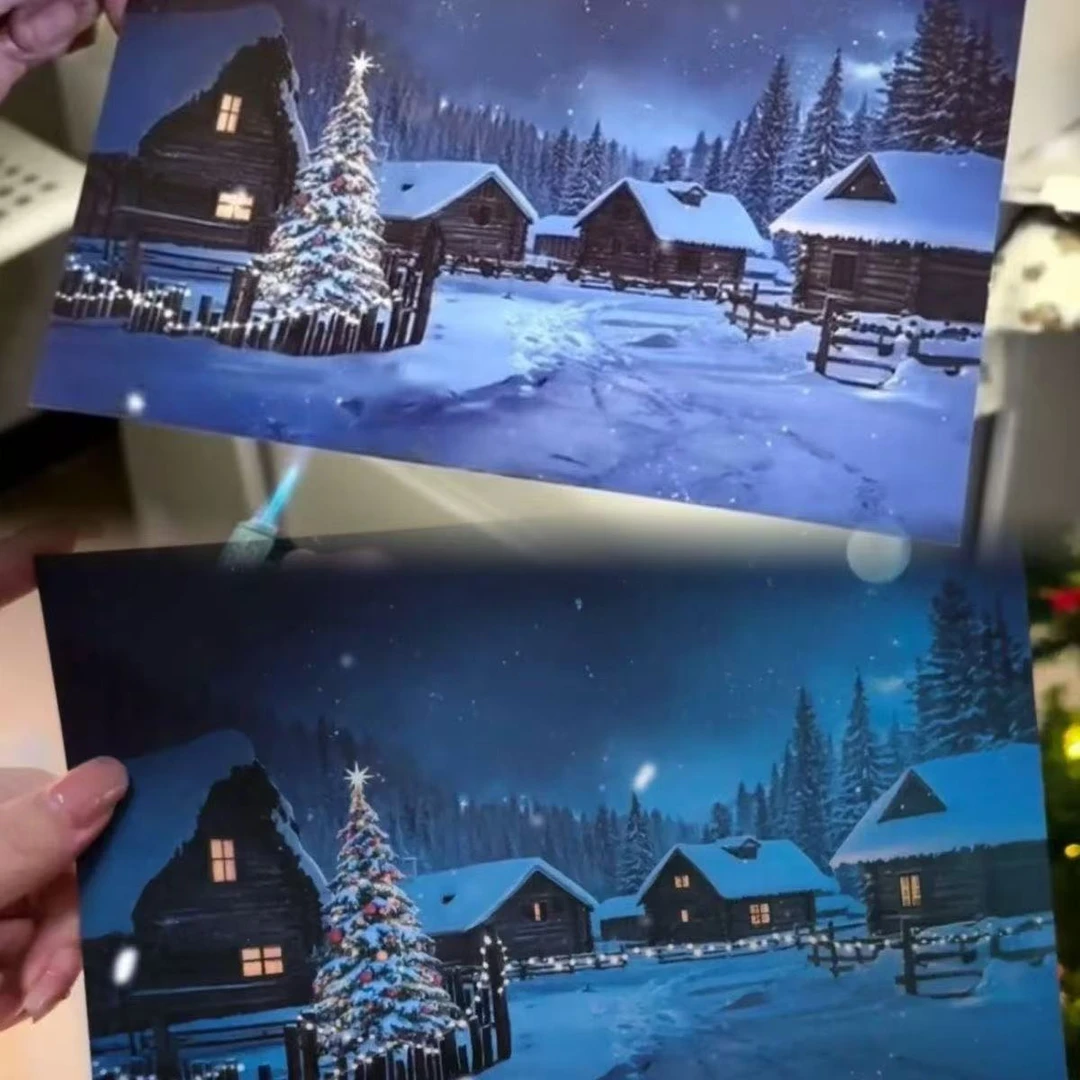 圣诞节惊喜送女友情侣创意仪式感礼物明信片温变圣诞贺卡燃烧卡片