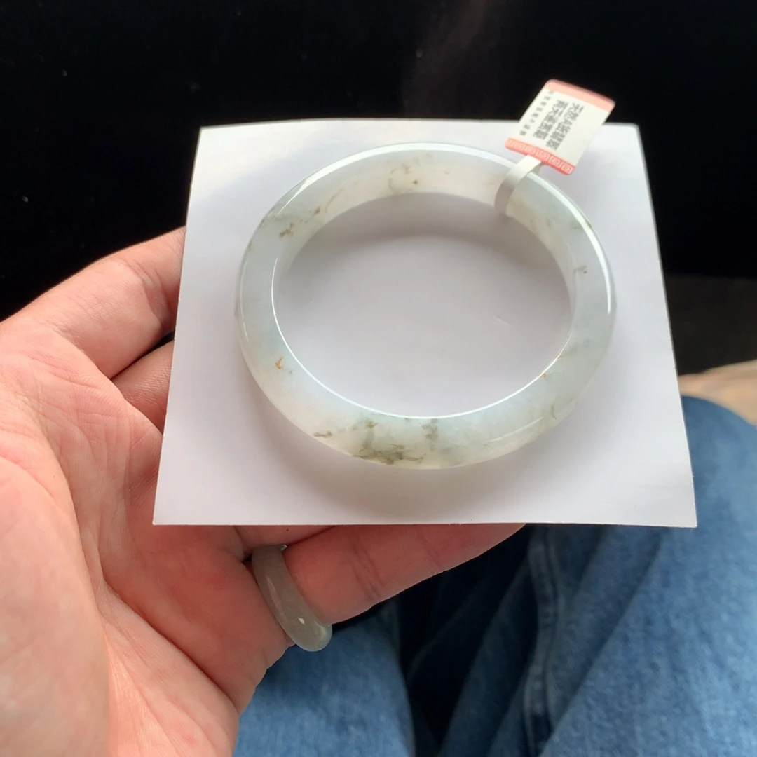 翡翠未镶嵌手镯33号57有纹