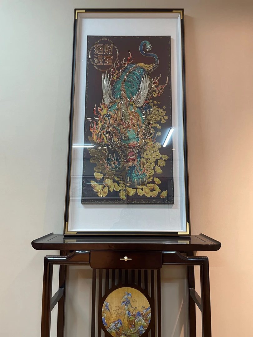 铜鑫铜亿《貔貅》手工铜板雕刻 玄关 茶室 餐厅 书房挂画