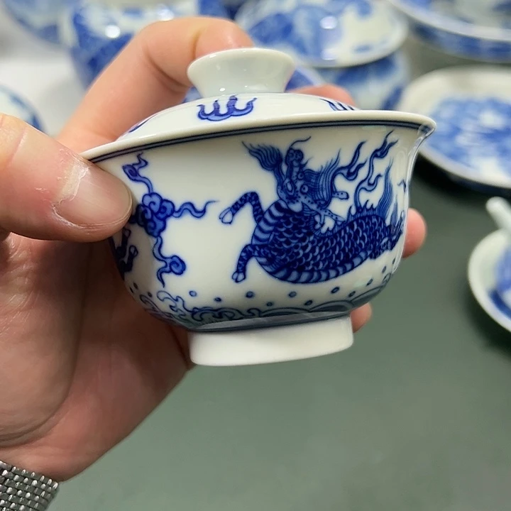 微瑕柴窑麒麟海水元宝两才