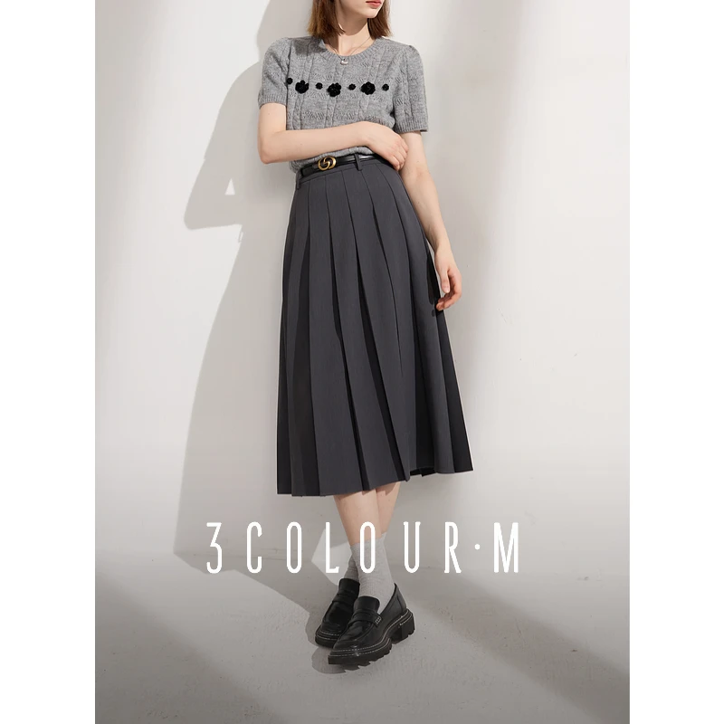 【艾美专属】0693三彩2025春季新款复古高腰长款伞裙百褶裙dbc