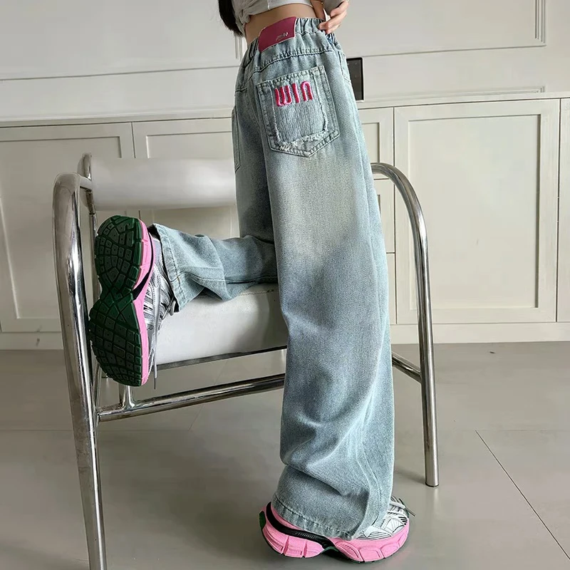 女童牛仔裤春秋款2025新款儿童春款裤子洋气小女孩春季休闲裤宽松