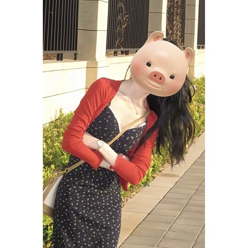 法式高级感红色冰丝针织开衫女夏季薄纱防晒外套外搭空调罩衫上衣