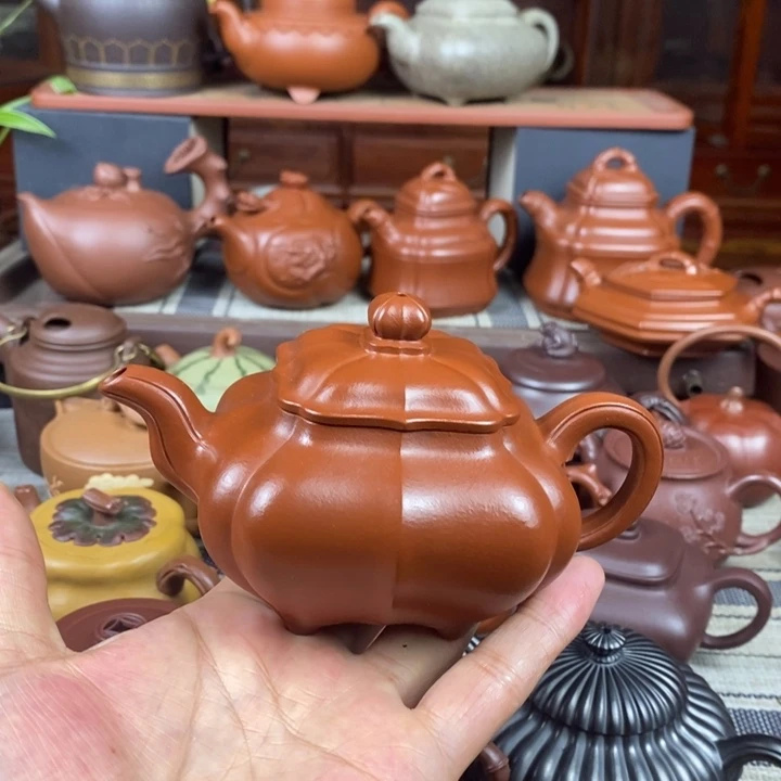 紫砂茶壶筋纹传炉260CC原矿赵庄朱泥特价