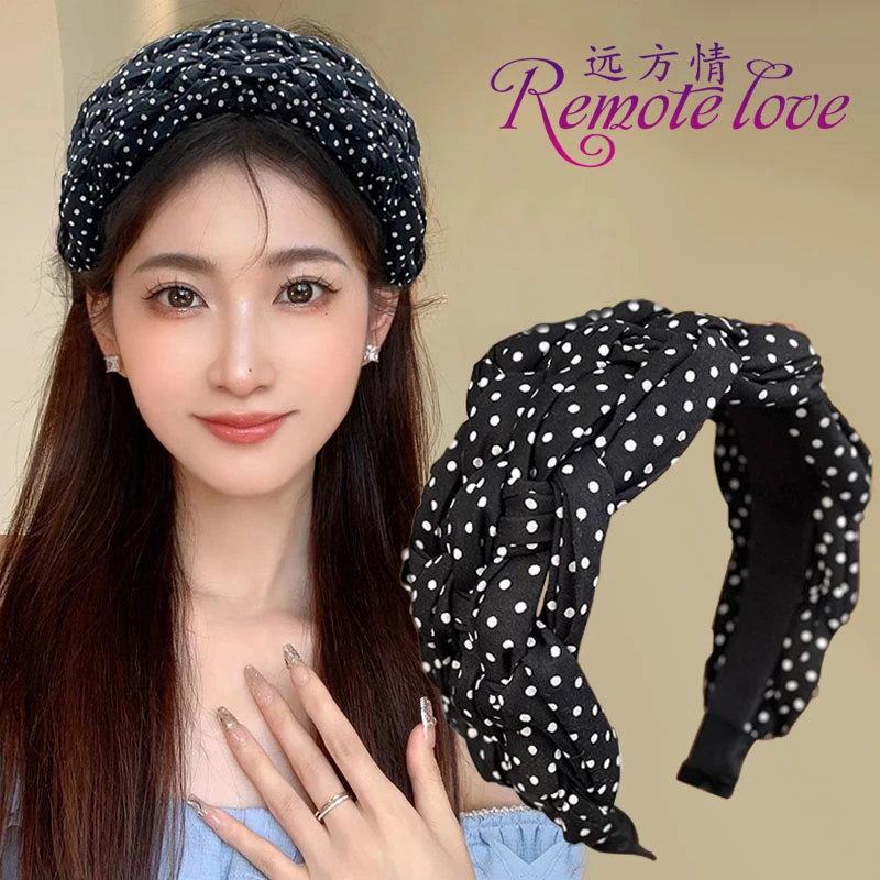 remote love/远方情复古港风波点宽边发箍高颅顶遮白发头饰T2804