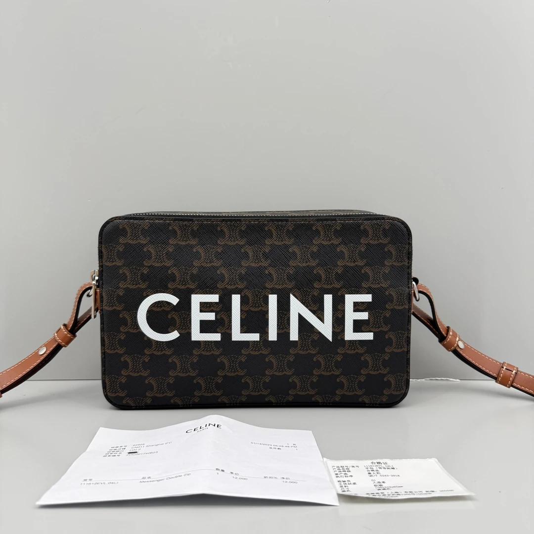 99新 Celine/思琳 优选/凯旋门老花邮差相机包22年带票/24×15×6