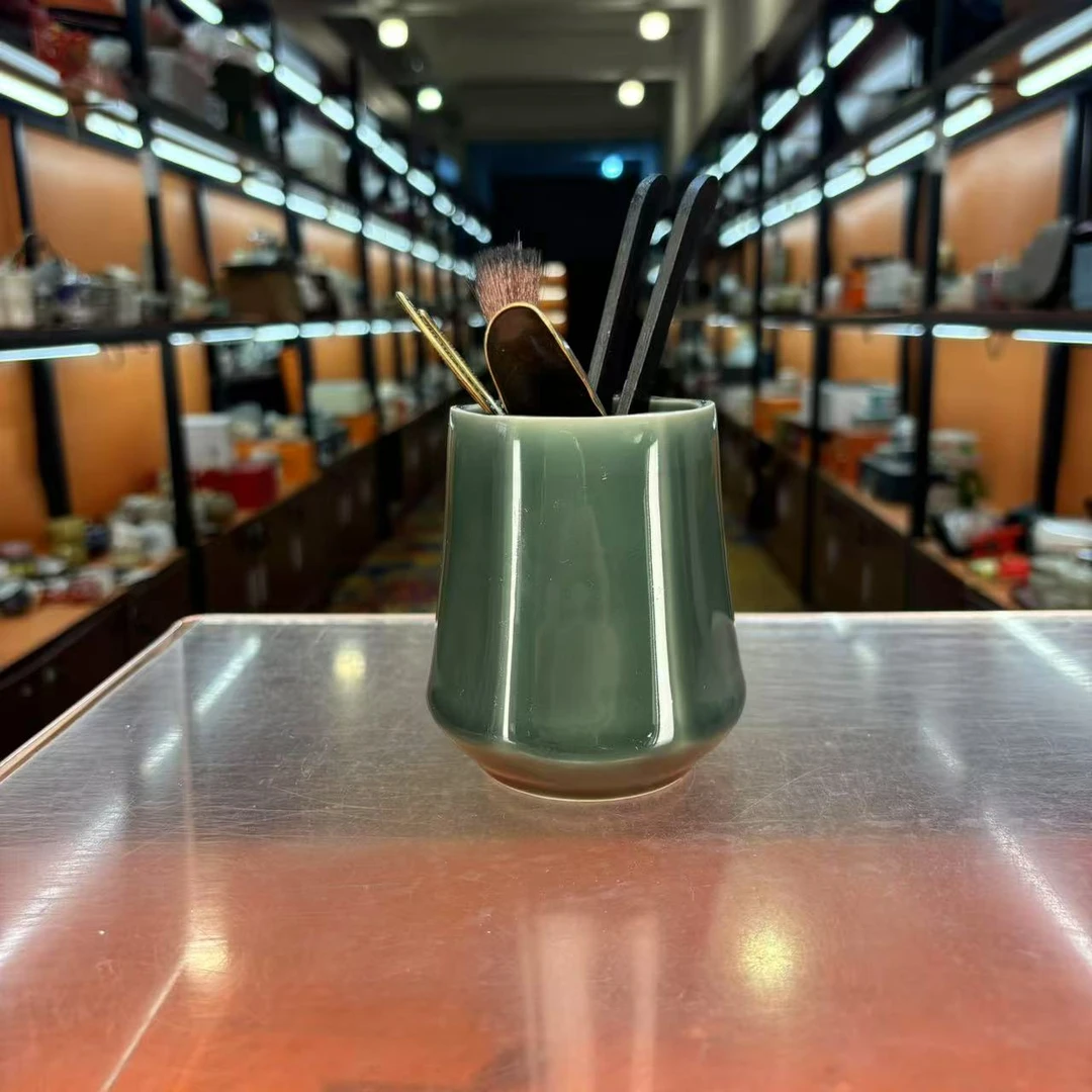 秋香茶具 哥窑蜜色青瓷茶道桶茶道六君子桌面工具-5426