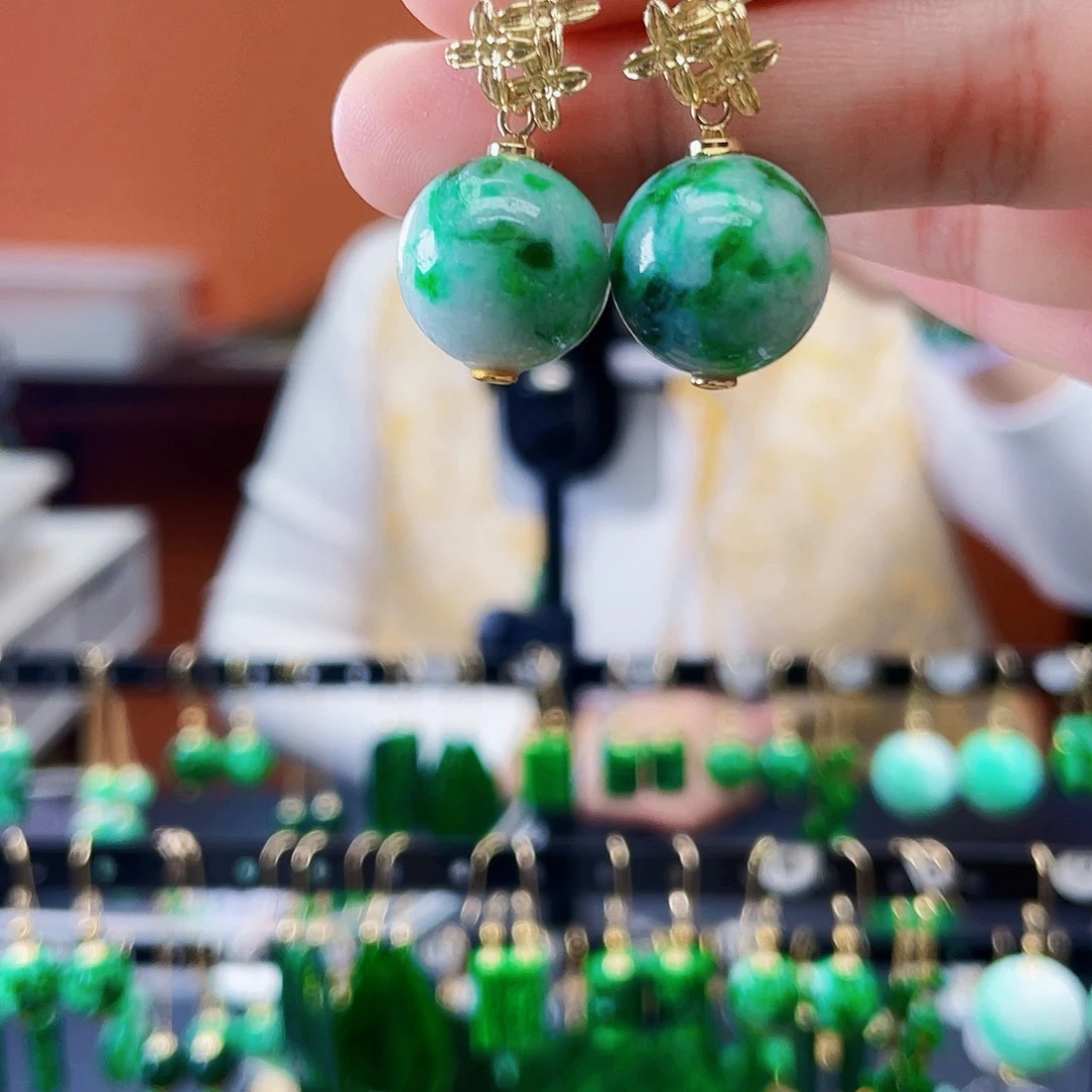 翡翠未镶嵌耳饰饰品