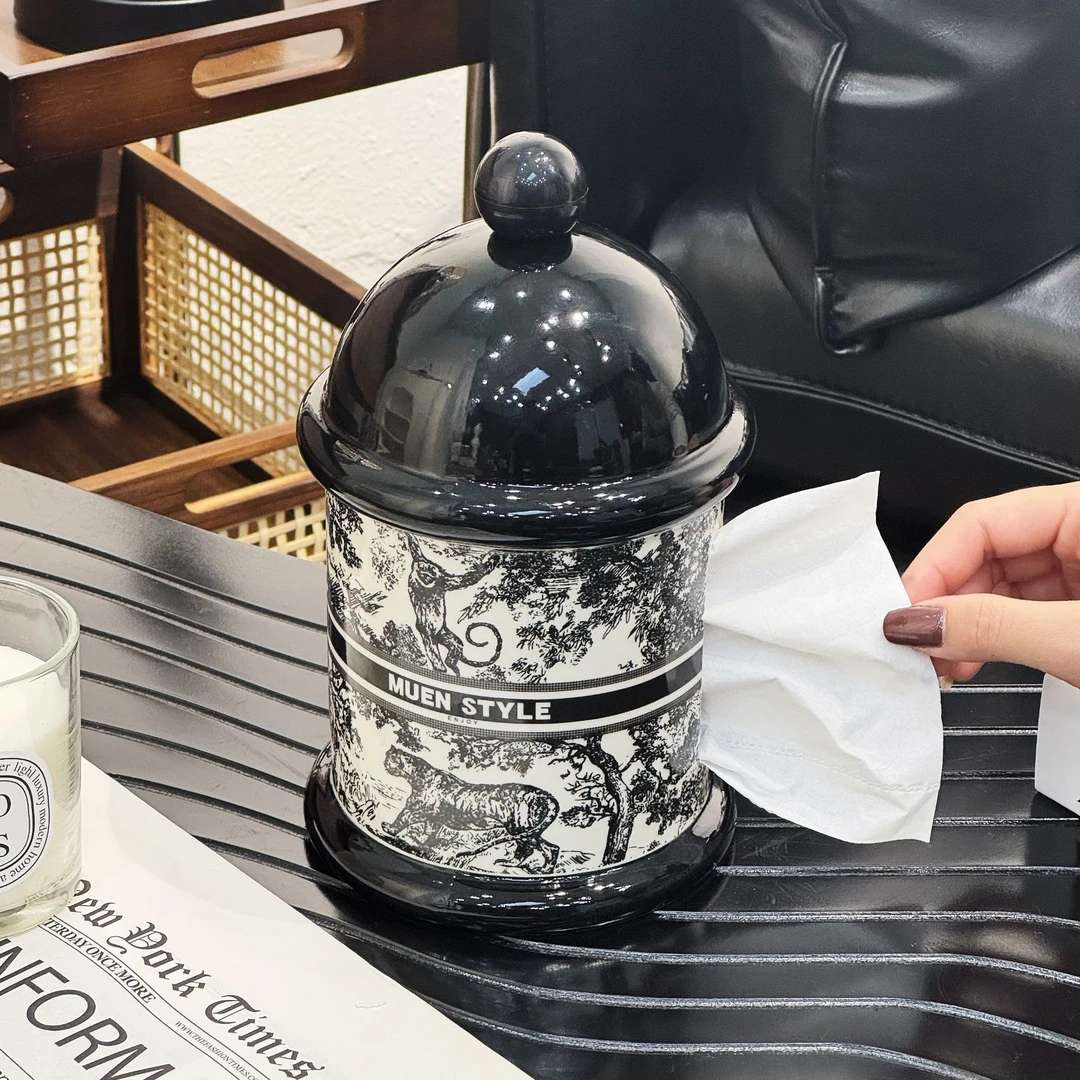 满氛高级感纸巾盒创意高档客厅茶几摆件餐巾纸抽纸盒卷纸筒收纳盒
