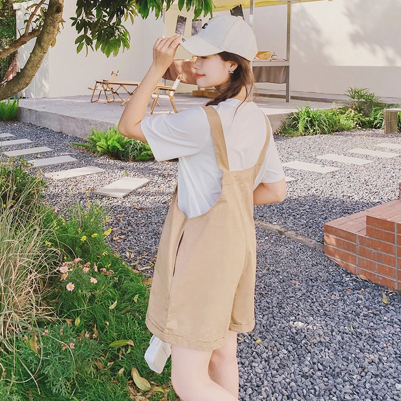 现货针织T恤背带裤套装小子个显瘦清爽