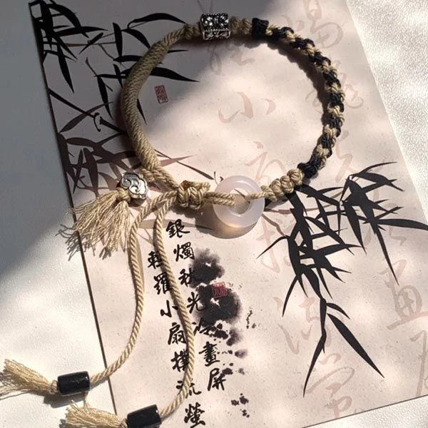 钛钢锦纶手链 祥云藏式中式手绳山鬼花钱民族复古手工百搭手串