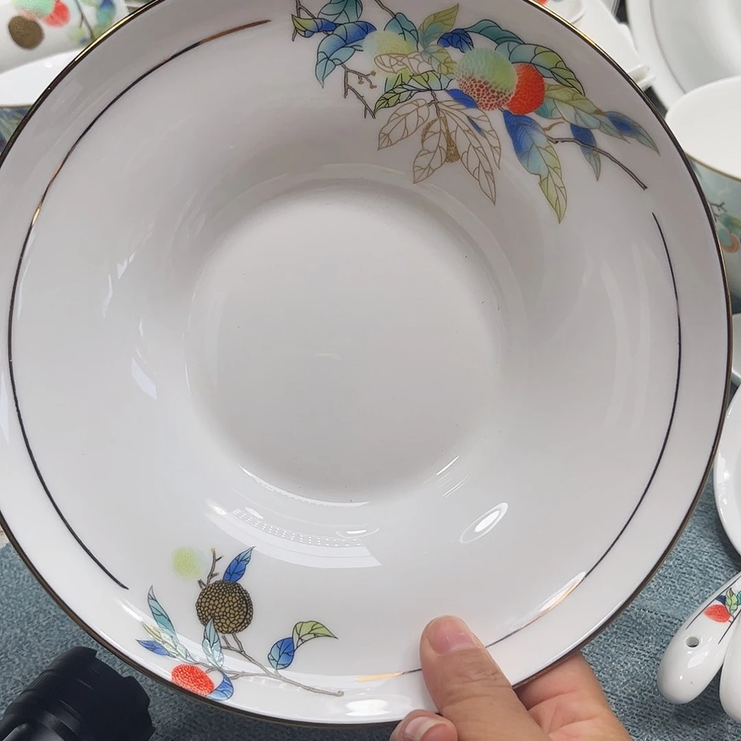 瓷片荔枝草帽深盘两个