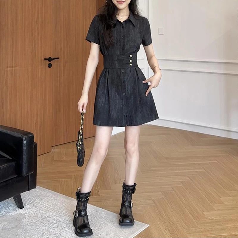赫本风拼接设计感连衣裙2025年夏季新款轻奢小众高级感女士中长裙