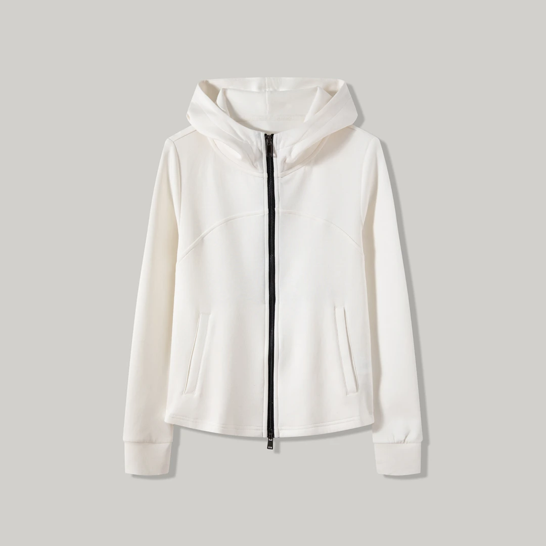 白色连帽卫衣女休闲宽松显瘦设计感外套 HTL004