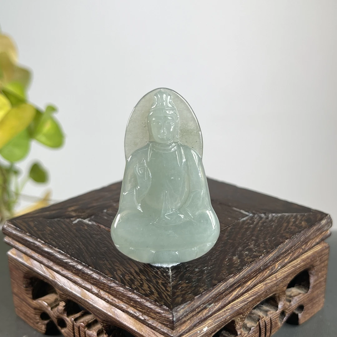 JCW19-29  天然缅甸A货翡翠  素衣观音