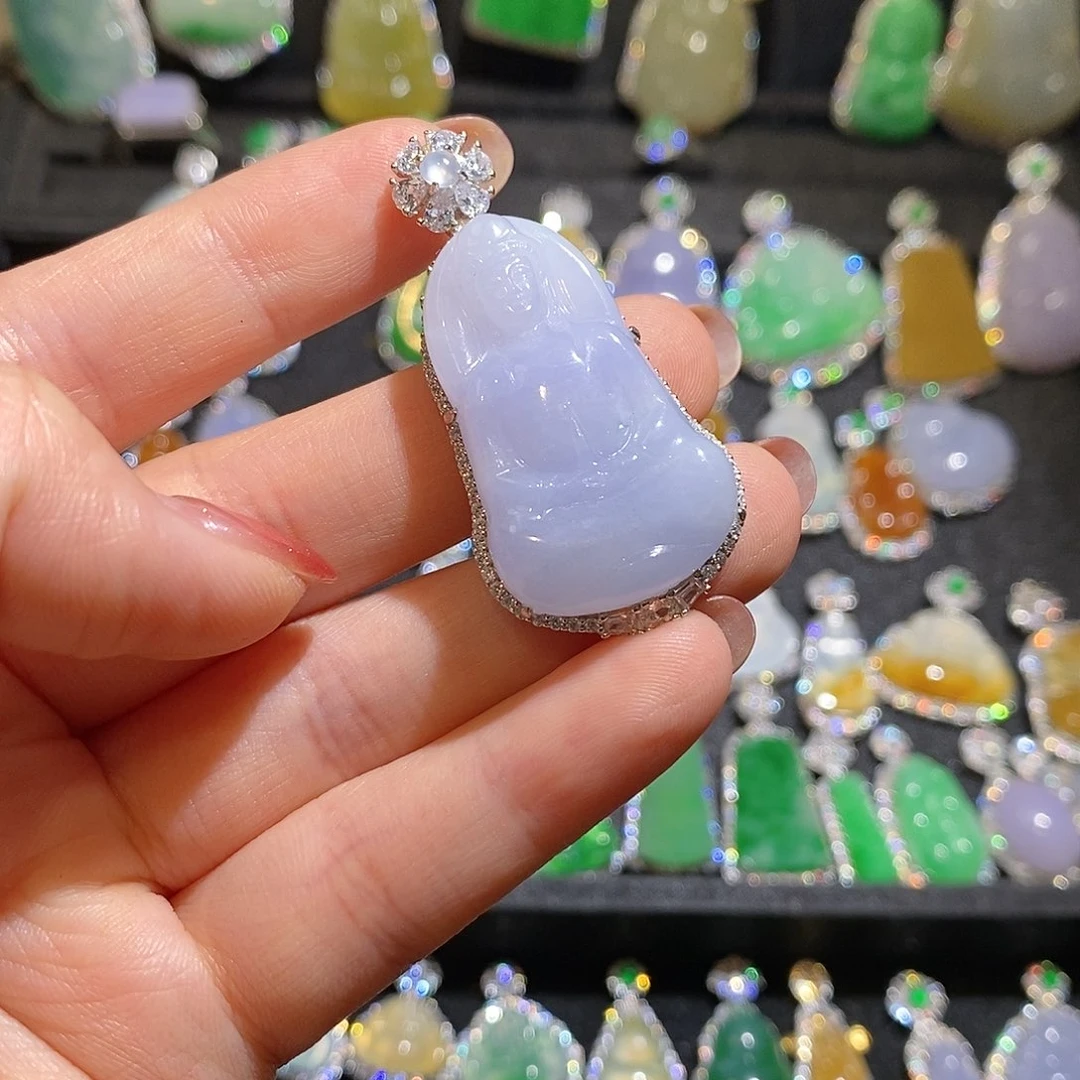 颈饰银S925镶嵌翡翠天然翡翠