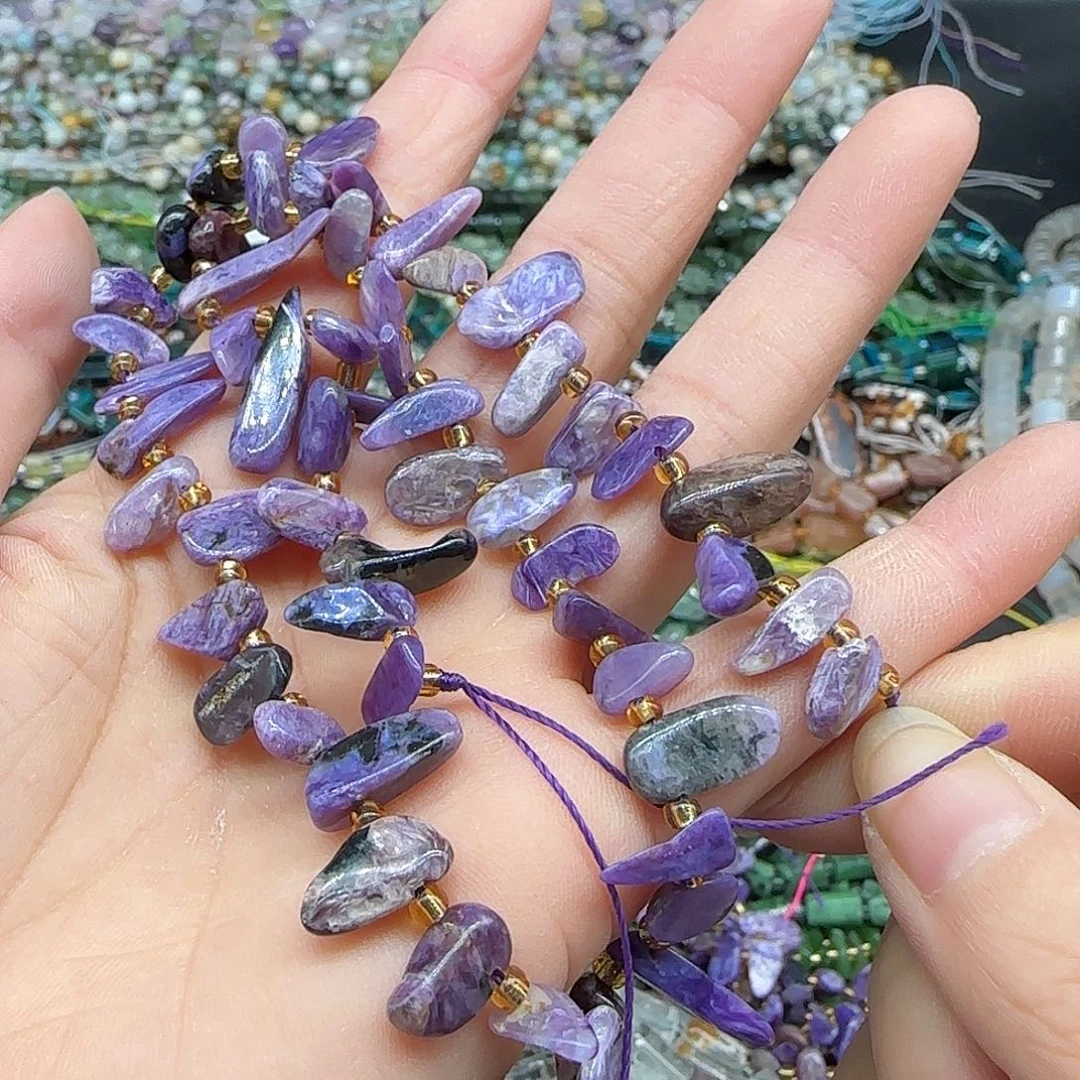 玛瑙/玉髓珠宝半成品合金紫龙晶卡子一条