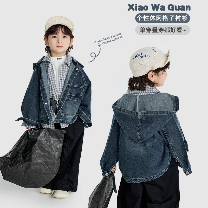 【现货】儿童韩版百搭洋气连帽牛仔外套（秋款）XWG-53066