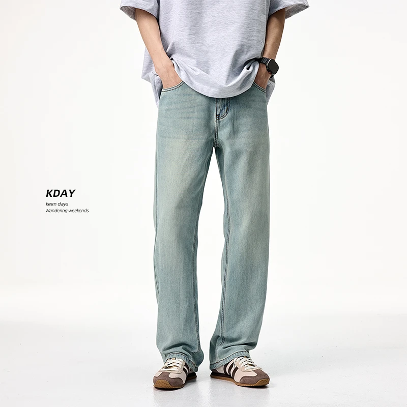 KDAY牛仔裤男士夏季薄款裤子直筒宽松水洗复古百搭休闲显瘦长裤子