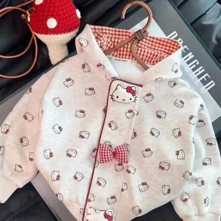 女童秋装2025新款套装儿童洋气好看连帽两件套春秋款小女孩休闲装