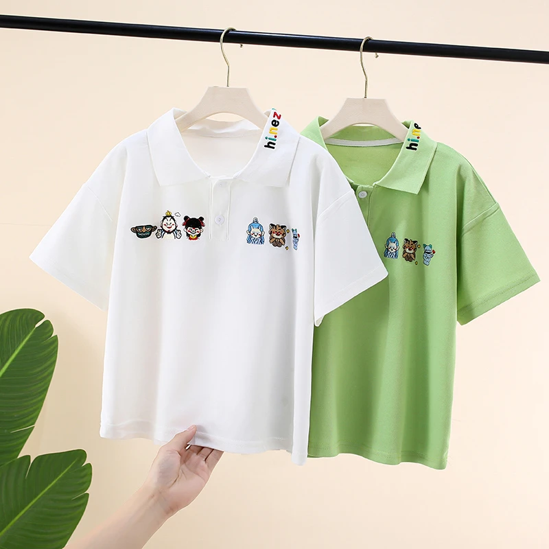 【高定珠地棉重工刺绣哪吒系列】2025新款男女童夏季POLO短袖DS