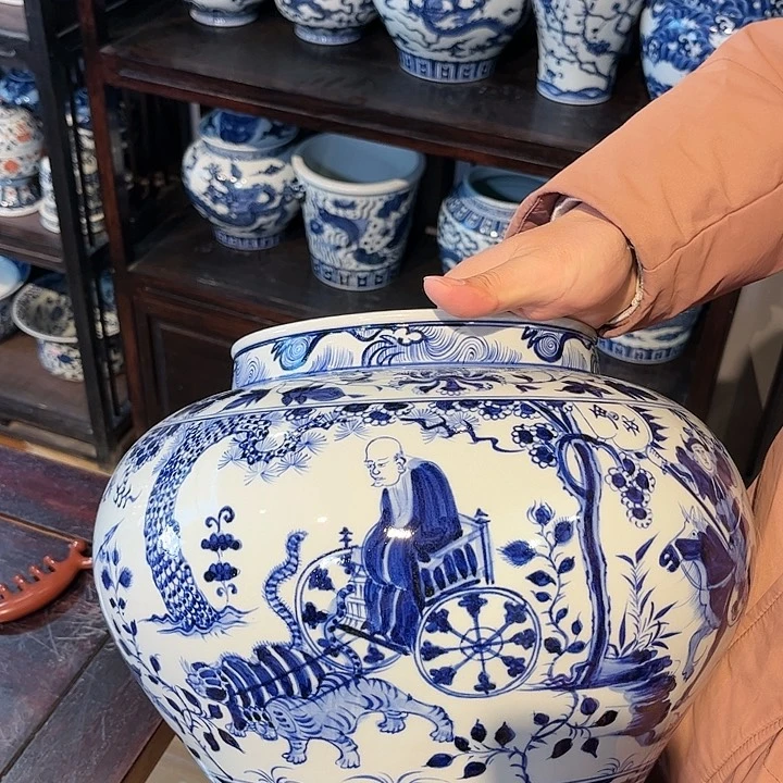 瓷片鬼谷子下山罐手绘