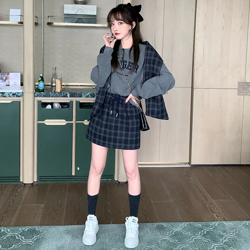 【现货】MIUCO格纹A字短裙