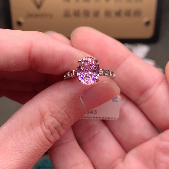 碧玺戒指银S925镶嵌樱花