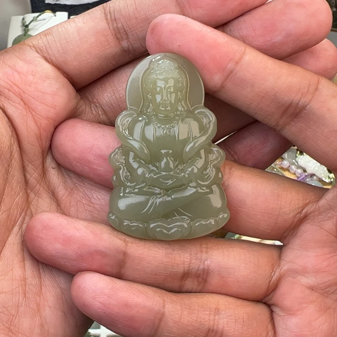 和田玉吊坠(不含链)未镶嵌M****～观音50mm