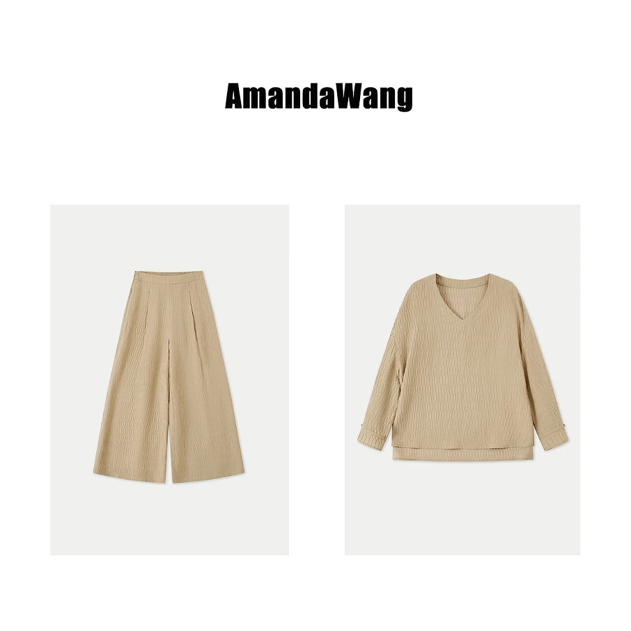 AmandaWang【桑蚕丝懒人套装】B019-25118990 气质休闲懒人必备套装