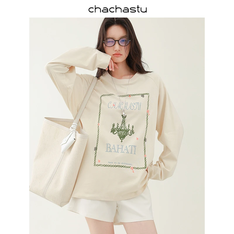 CHACHASTU【夏日】自带浪漫松弛感~复古城堡宽松显瘦印花T恤ZRS1203