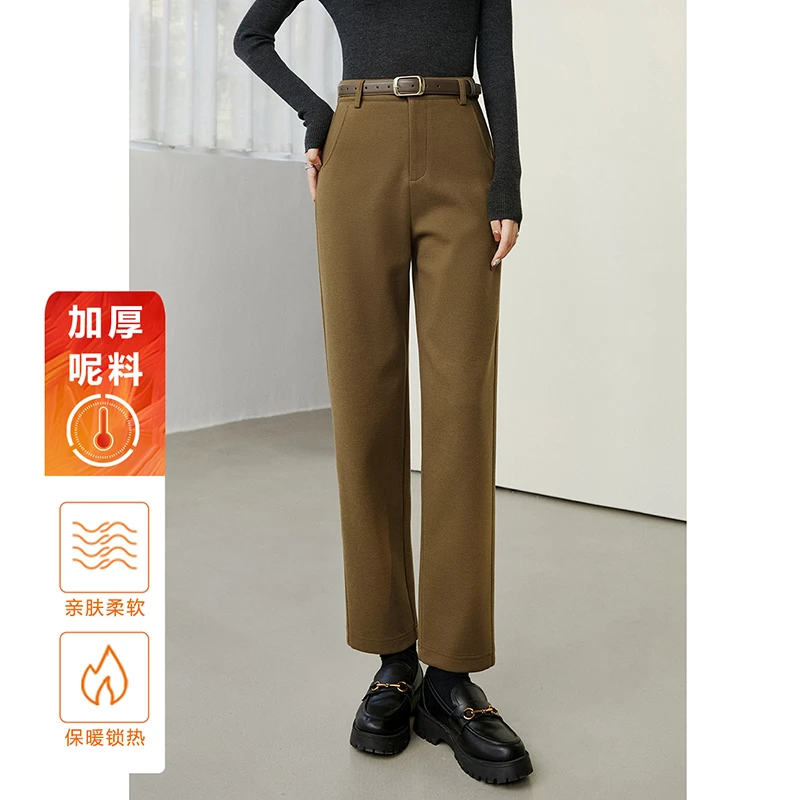 【专享】裤子直筒加厚呢料裤女24101137