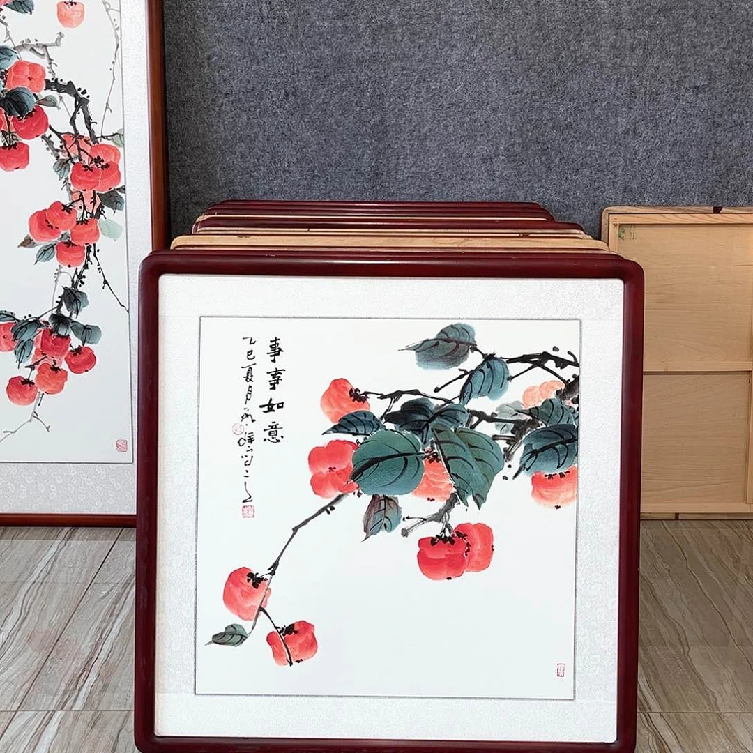 国画书画作品带框63×63