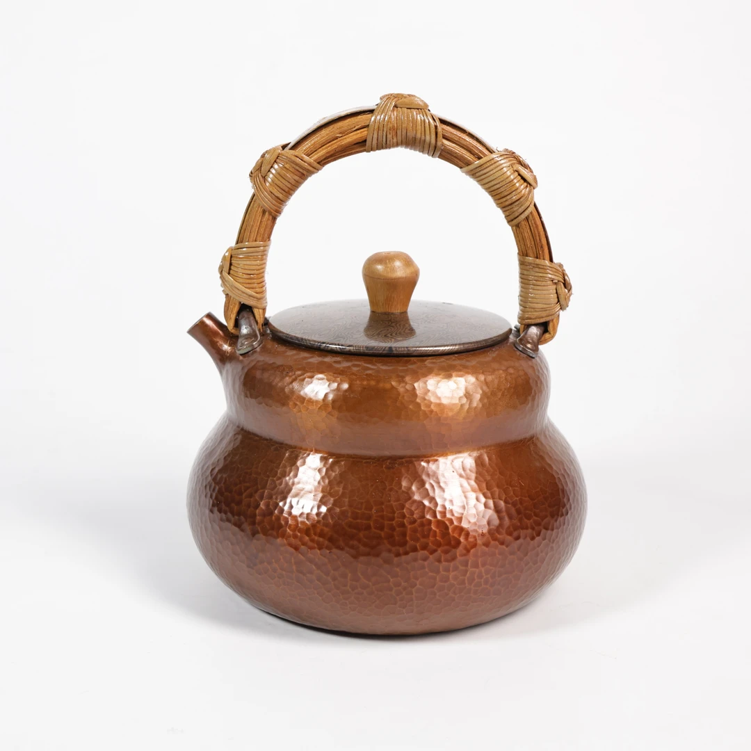 竹把手紫铜葫芦小壶