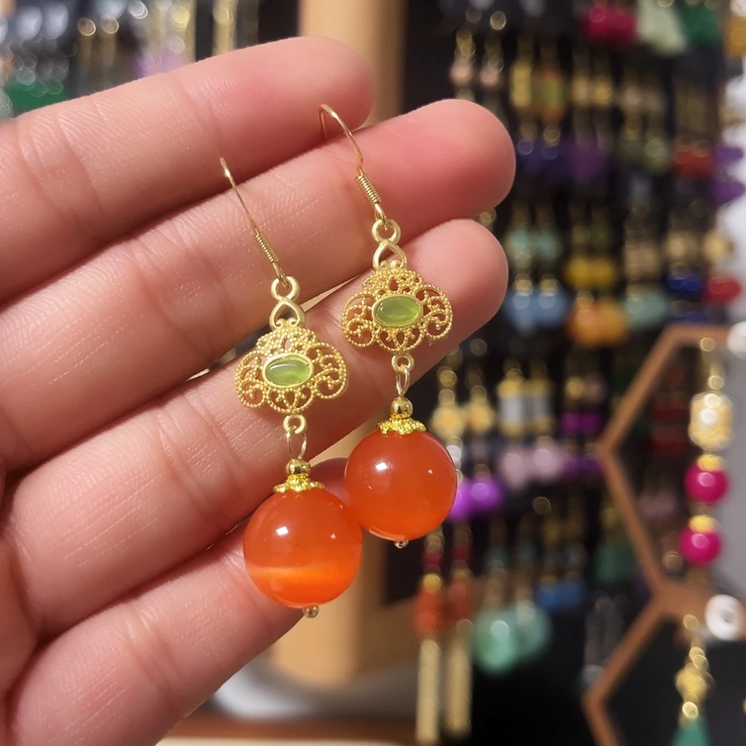 锆石纯铜925银耳饰