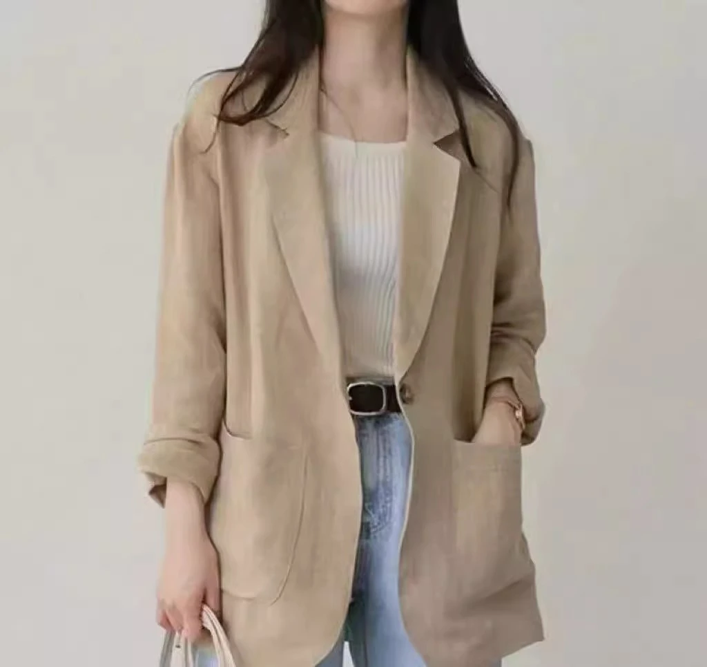 B210【朵拉外贸】高级感老钱风西装衬衫外套薄款 西装