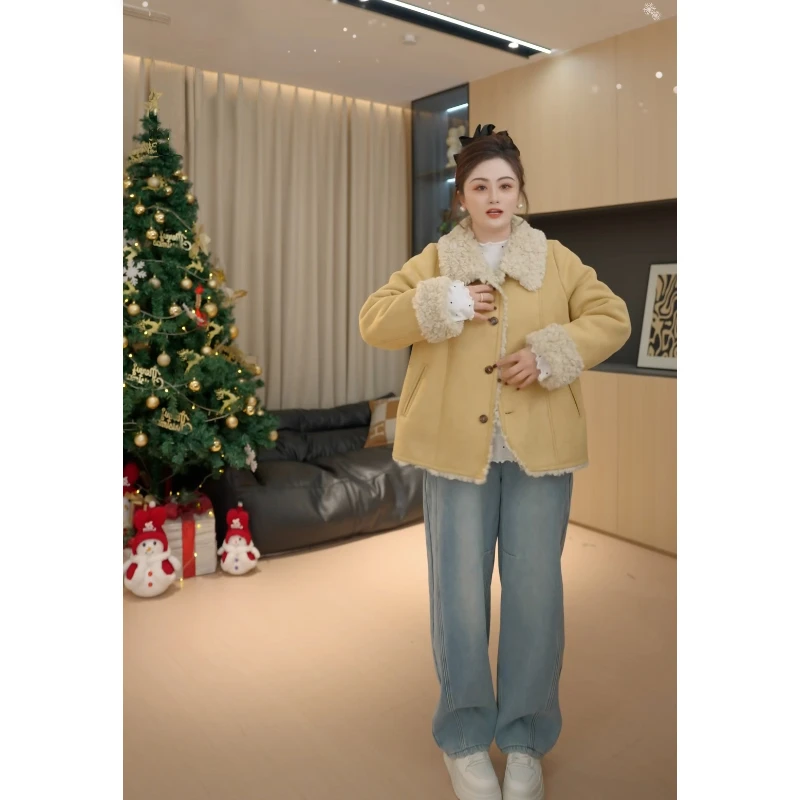 【胖佳佳】芒芒千层 皮毛一体短外套冬季加厚保暖百搭H624Z21244