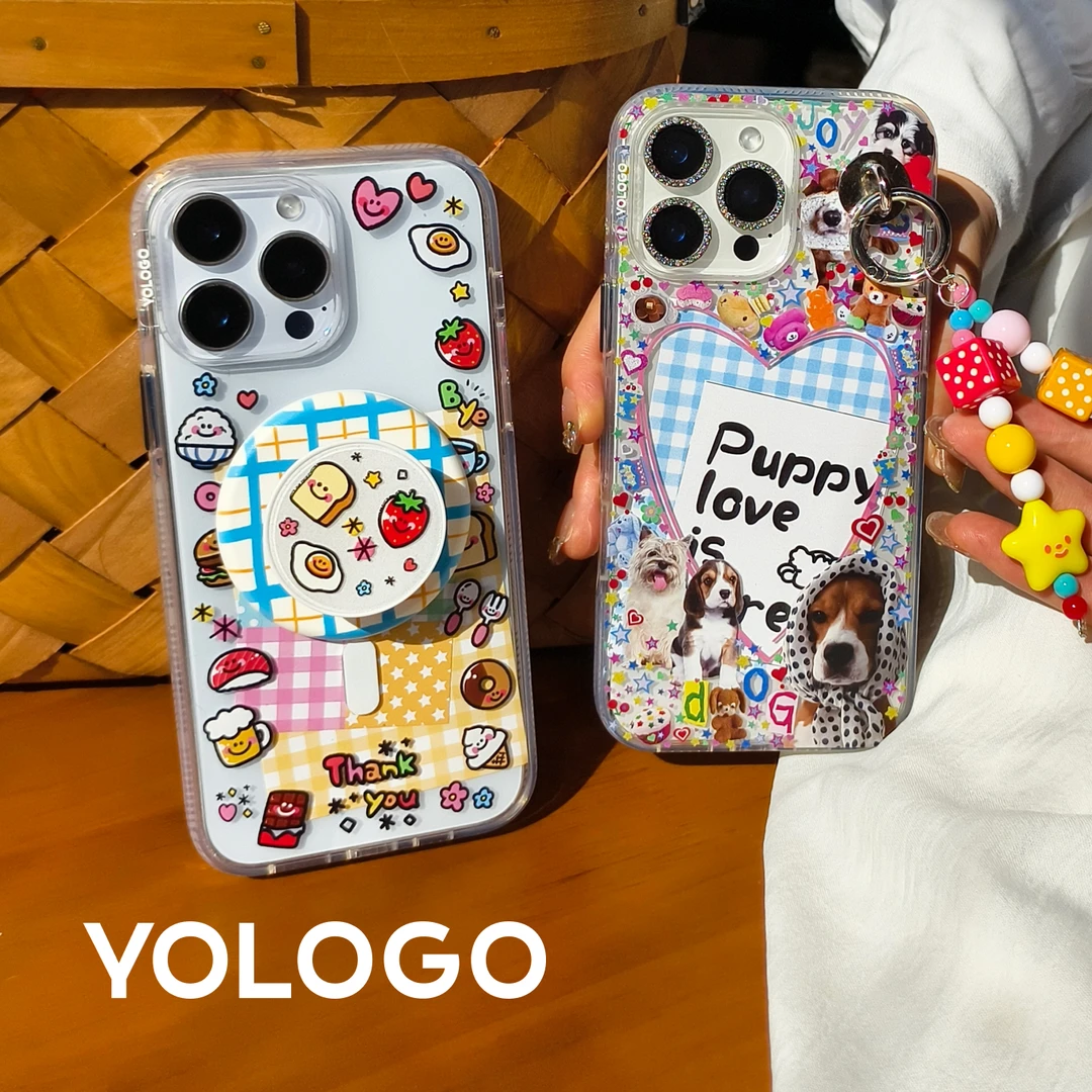 YOLOGO原创小狗零食面包磁吸可爱防摔磨砂硬壳苹果16/15pro手机壳