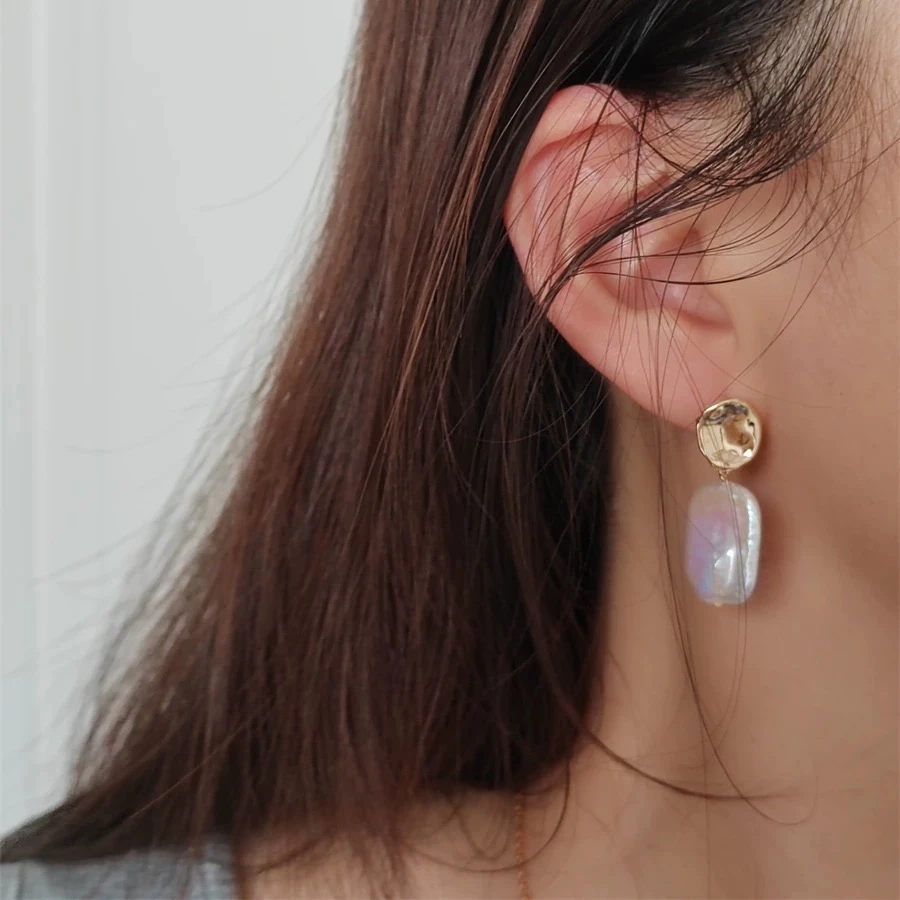 欣【银月幽梦】淡水珍珠 气质白色 合金耳饰  复古小众DEH01201