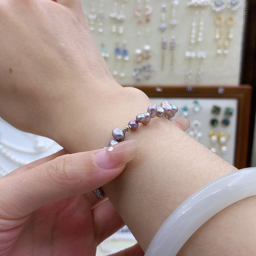 耳饰银S925镶嵌淡水珍珠