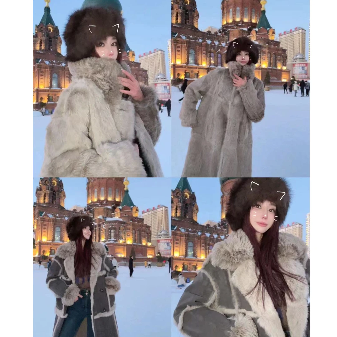 婉君【安哥拉正反可穿】兔毛一体外套LWJ23C3C1123